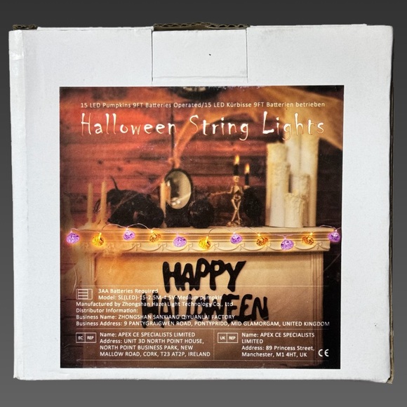 🎃*NWT* Purple & Orange 9ft Jack-O-Lantern String Lights - Picture 2 of 5